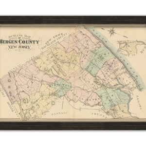 Bergen County, New Jersey 1876 Map - Replica or GENUINE ORIGINAL