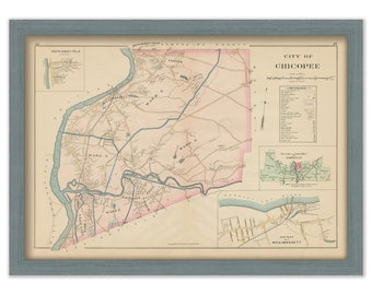 CHICOPEE, Massachusetts 1894 Map  -  Replica or Genuine ORIGINAL