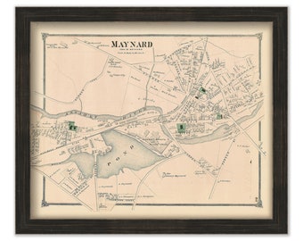 MAYNARD, Massachusetts 1875 Map - Replica or Genuine ORIGINAL
