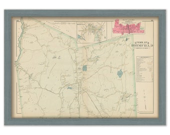 BRIMFIELD, Massachusetts 1894 Map  -  Replica or Genuine ORIGINAL