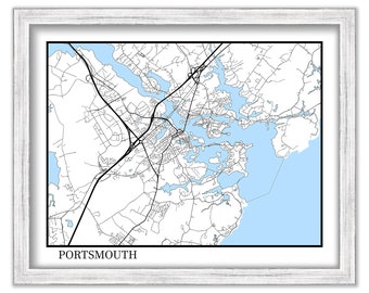 PORTSMOUTH, New Hampshire -  Contemporary Map Poster