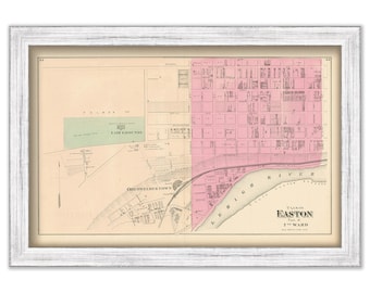 EASTON, Pennsylvania 1872 Map - Replica or Genuine Original