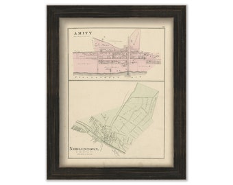 AMITY and NOBLESTOWN, Pennsylvania 1876 Map - Replica or Genuine ORIGINAL