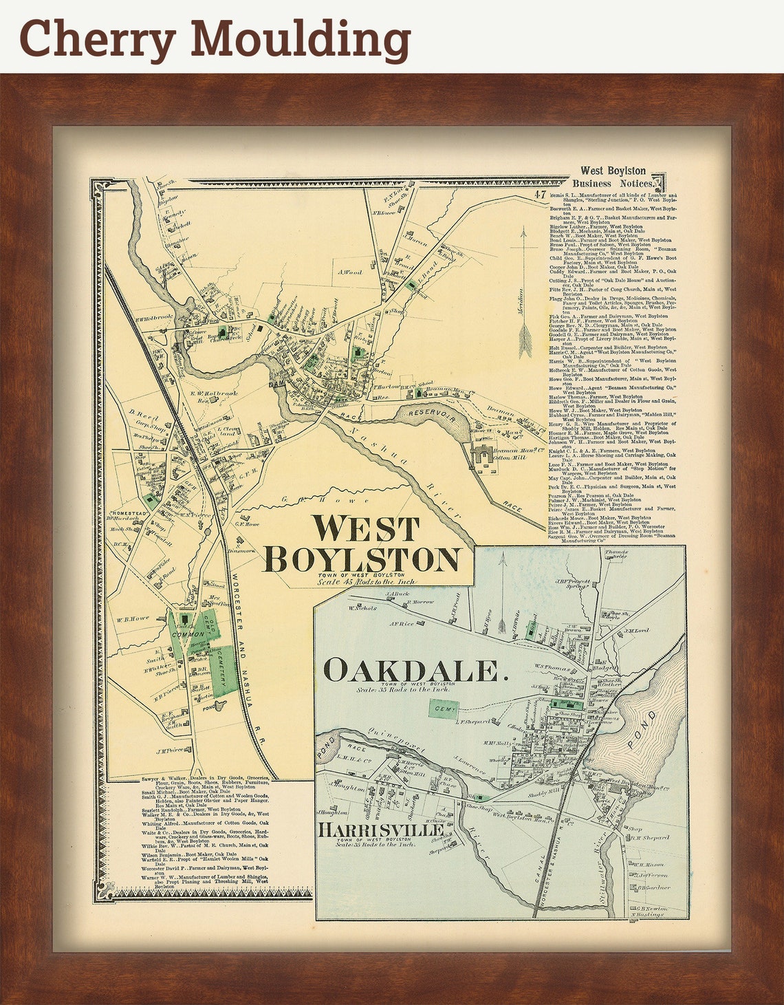 Village of WEST BOYLSTON Massachusetts 1870 Map Etsy