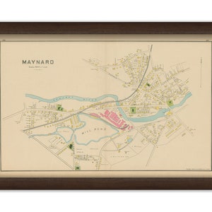 MAYNARD, Massachusetts 1889 Map - Replica or Genuine ORIGINAL