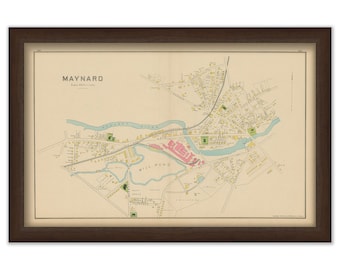 MAYNARD, Massachusetts 1889 Map - Replica or Genuine ORIGINAL