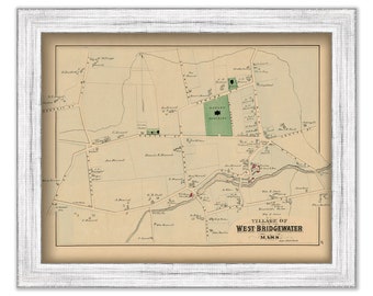 Village of WEST BRIDGEWATER, Massachusetts 1879 Map - Replica or Genuine ORIGINAL