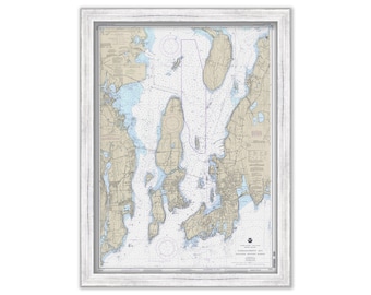 Narragansett Bay and Newport Harbor, Rhode Island - Nautical Chart by NOAA 1991