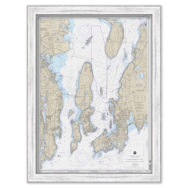 Narragansett Bay and Newport Harbor, Rhode Island - Nautical Chart by NOAA 1991
