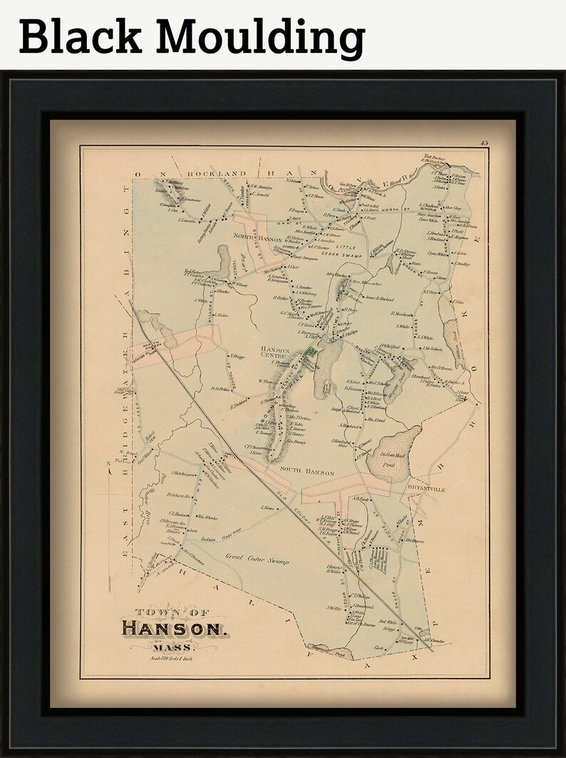 HANSON Massachusetts 1879 Map Replica or Genuine ORIGINAL Etsy