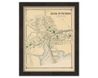 Village of AYER JUNCTION, Massachusetts 1875 Map - Replica or Genuine ORIGINAL