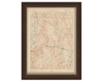 Warwick, Northfield, Erving and Wendell, Massachusetts 1890 - Topographic Map - Replica and Genuine Original