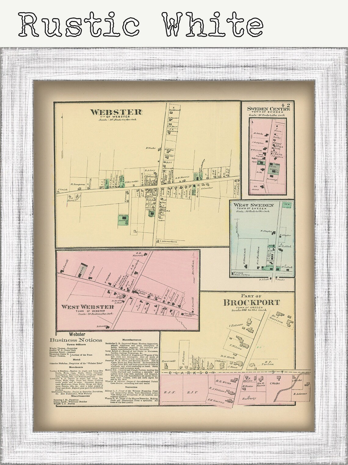 Villages of WEBSTER New York 1872 Map Etsy