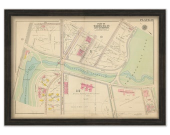 BOSTON, Massachusetts 1917 Map, Plate 36, Fenway, Longwood  -  Replica or Genuine ORIGINAL