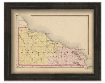 PRESQUE ISLE COUNTY, Michigan 1873 Map - Replica or Genuine Original