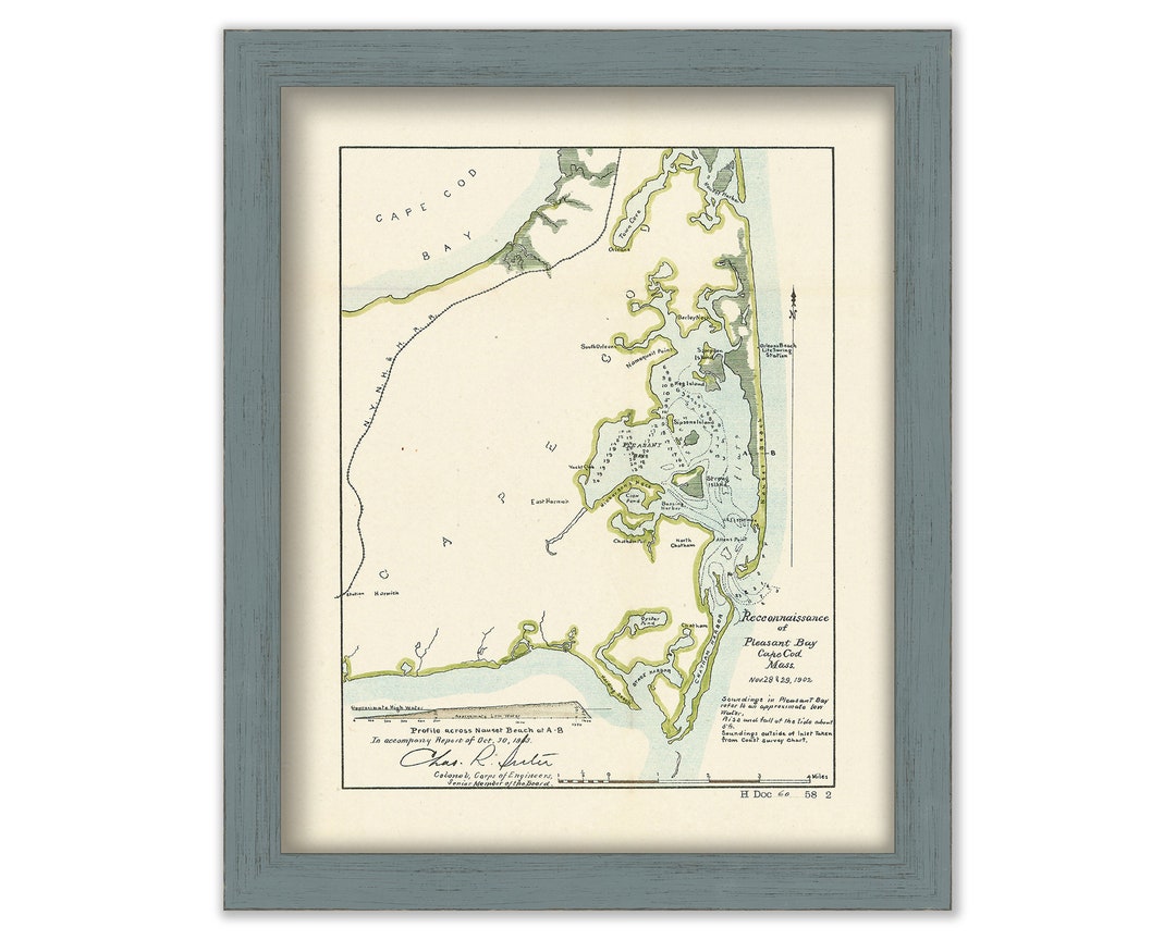 PLEASANT BAY and CHATHAM Harbor, Massachusetts 1902 Nautical Chart Etsy