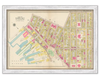 EAST BOSTON, Massachusetts 1912 map, Plate 25 - Central Square - Replica or GENUINE Original