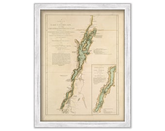 LAKE CHAMPLAIN and Lake George, Vermont 1762 Map