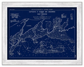 Greenwich and Port Chester - Blue Print - Nautical Chart by George W. Eldridge 1901
