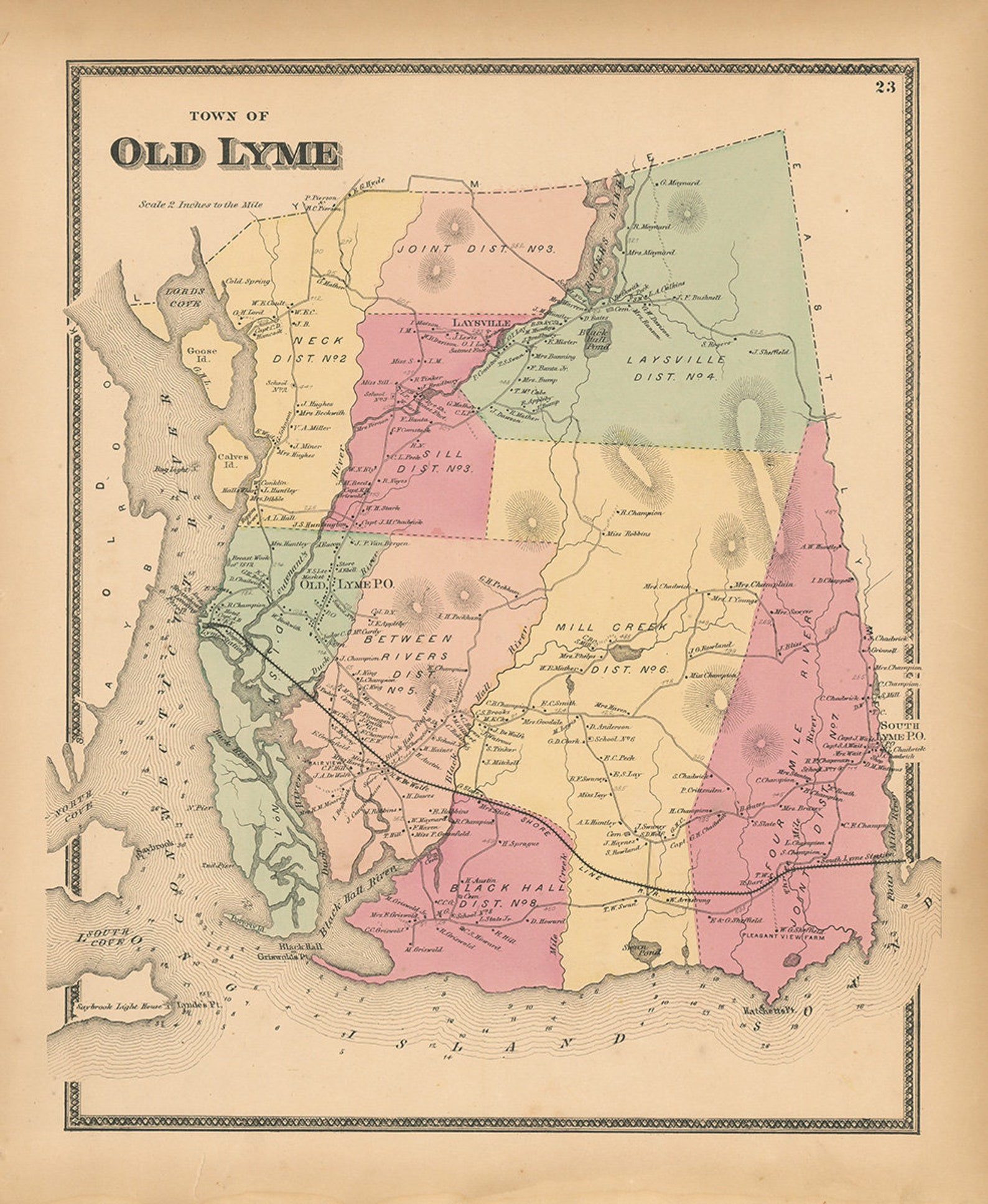 OLD LYME Connecticut 1868 Map Etsy