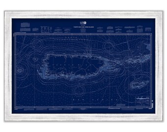Puerto Rico and VIRGIN ISLANDS  - St Thomas, St Croix, St John, Vigin Gorda, Tortola and Josh Van Dyke -  2013 Nautical Chart Blueprint