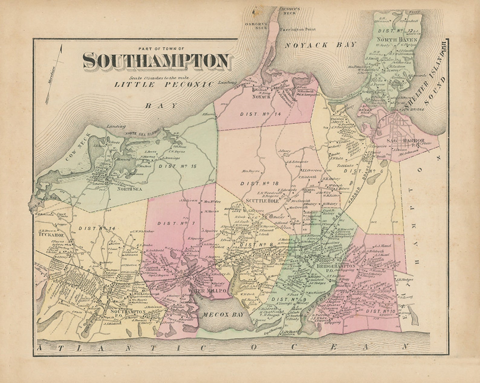 Southampton New York 1873 Map Replica and GENUINE ORIGINAL Etsy