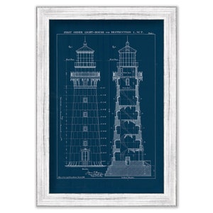 Destruction Island Lighthouse, Washington State - Architectural Drawing Blueprint 1888