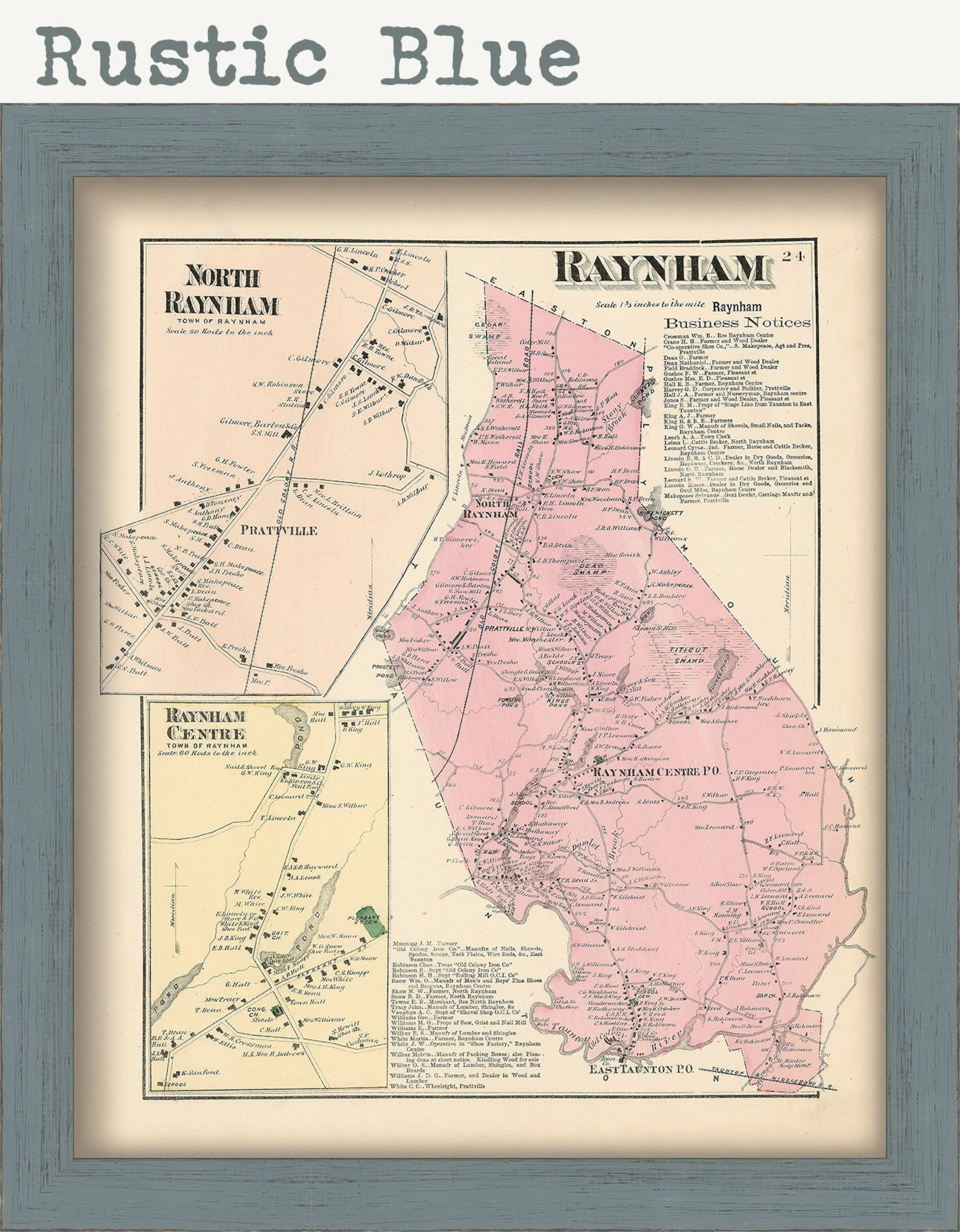 RAYNHAM Massachusetts 1871 Map Replica or Genuine ORIGINAL Etsy