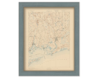 STONINGTON  and MYSTIC, Connecticut 1893 Topographic Map - Replica or Genuine Original