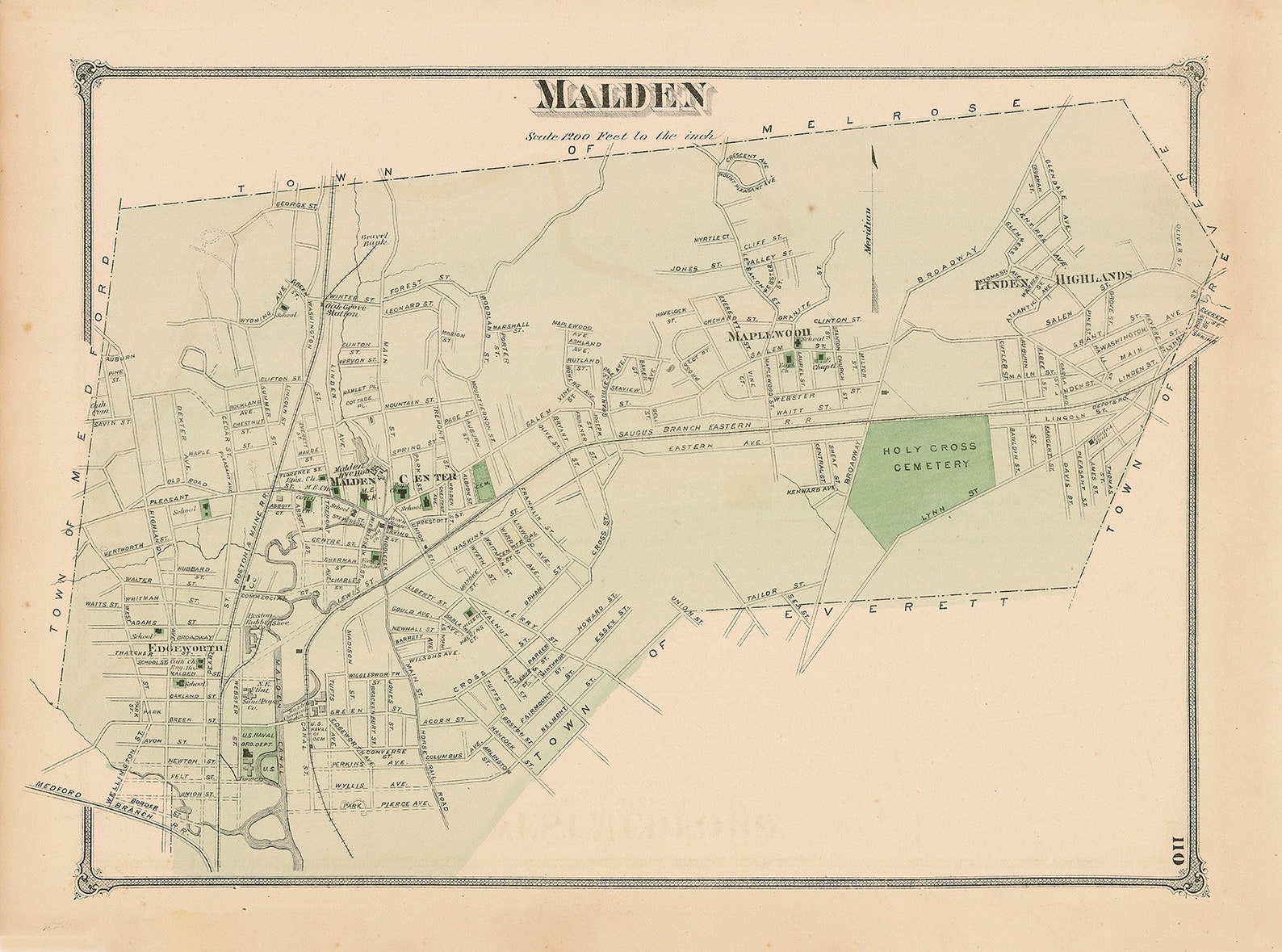 MALDEN Massachusetts 1875 Map Replica or Genuine ORIGINAL Etsy