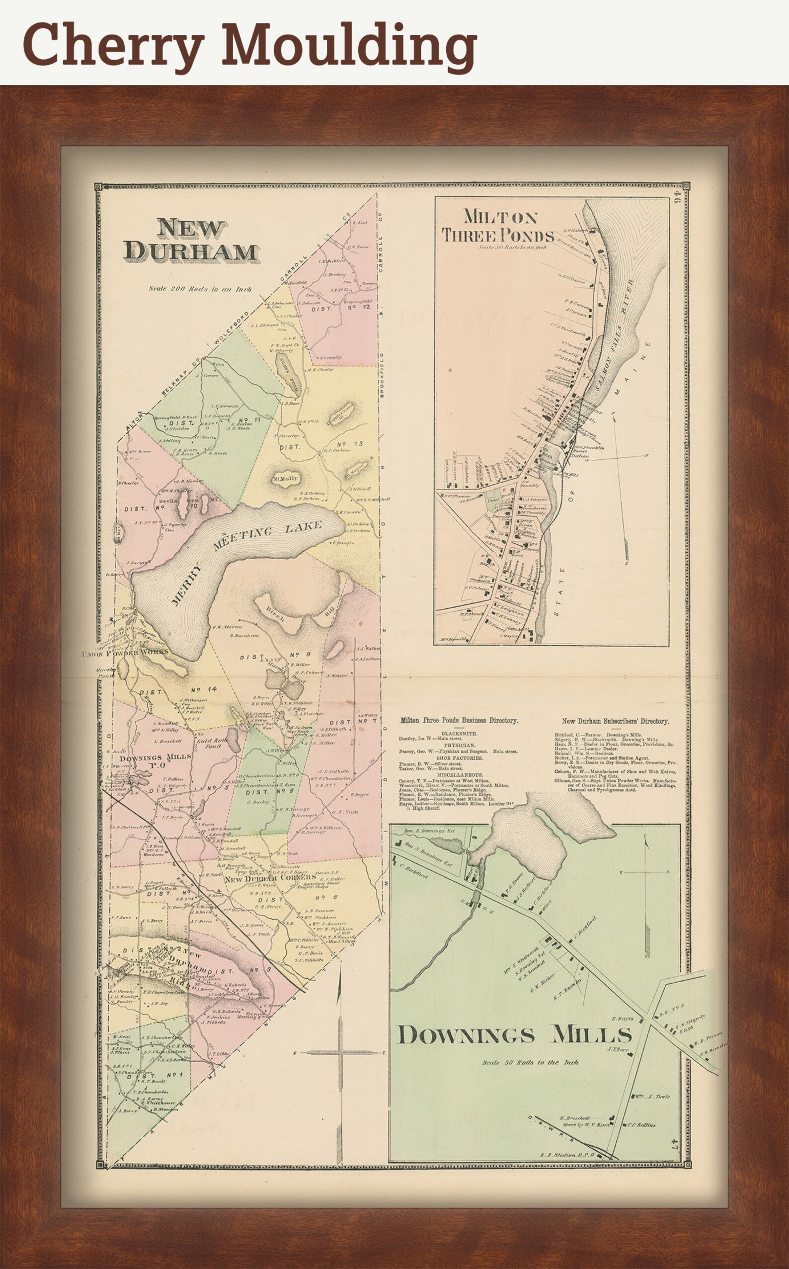 Town of New Durham New Hampshire 1871 Map Replica or GENUINE Etsy