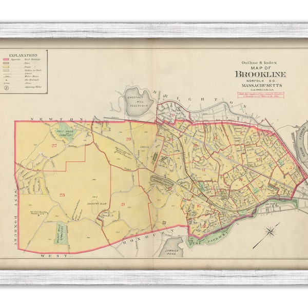 BROOKLINE, Massachusetts 1900 map - Replica or GENUINE ORIGINAL