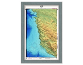 Pfeiffer Point to Cyprus Point - Nautical Chart - Rendered Elevation and Bathymetric Data