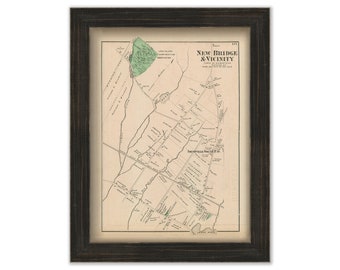 New Bridge Village, Hempstead, New York 1873 Map, Replica and GENUINE ORIGINAL