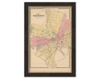 NEW HAVEN, Connecticut, 1868 Map, Replica or Genuine Original