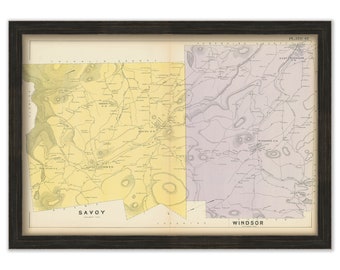 SAVOY and WINDSOR, Massachusetts 1904 Map - Replica or Genuine Original