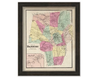 DANBURY, Connecticut Map 1867