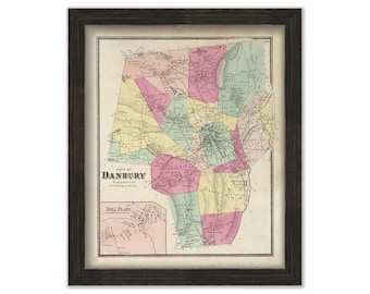 DANBURY, Connecticut Map 1867