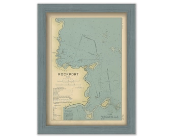 ROCKPORT, Massachusetts 1909 - Nautical Chart by Geo. Eldridge Colored Version