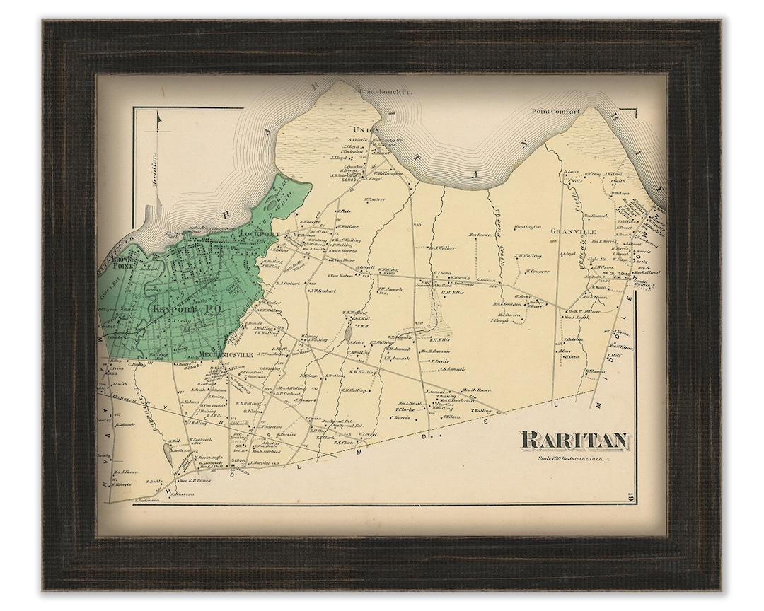 RARITAN New Jersey 1873 Map Monmouth County Replica or Etsy