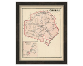 CARLISLE, Massachusetts 1875 Map - Replica or Genuine ORIGINAL