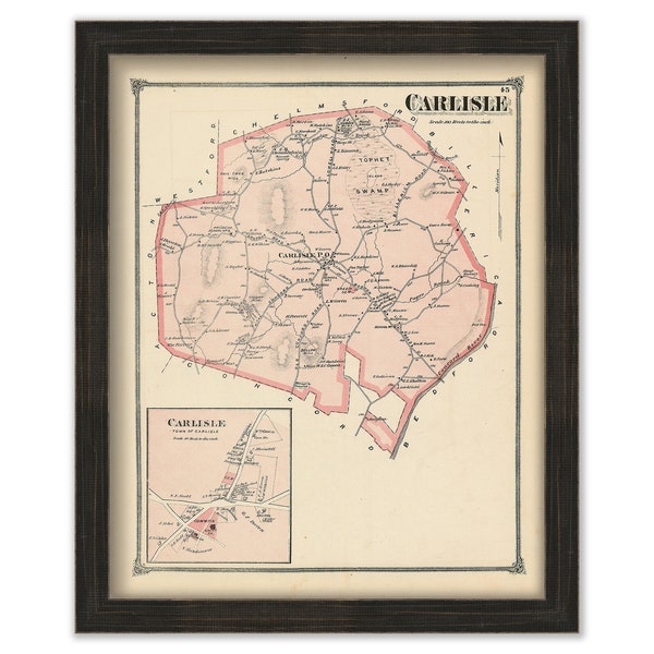 CARLISLE, Massachusetts 1875 Map - Replica or Genuine ORIGINAL