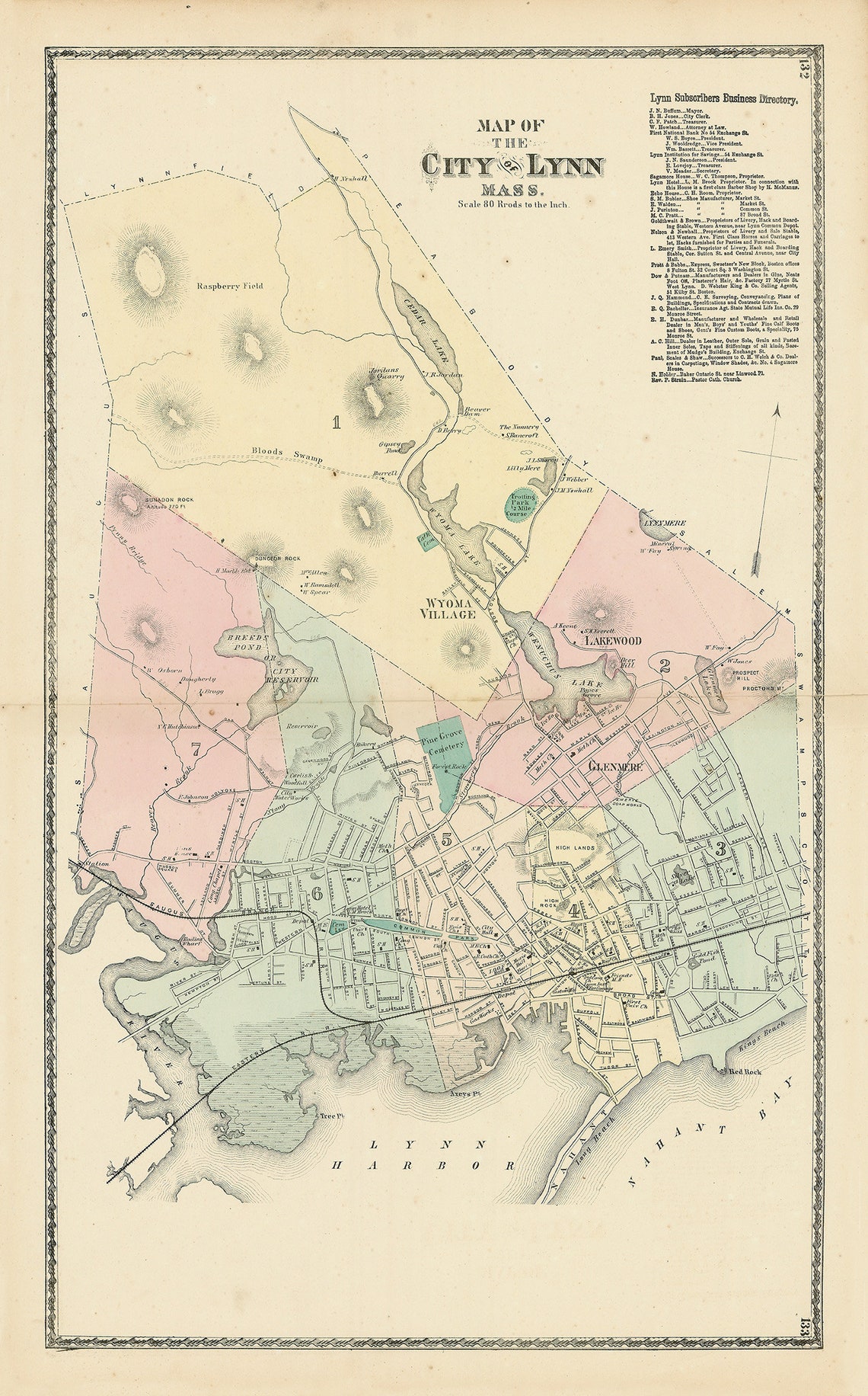 LYNN Massachusetts 1872 Map Replica or Genuine Original  Etsy