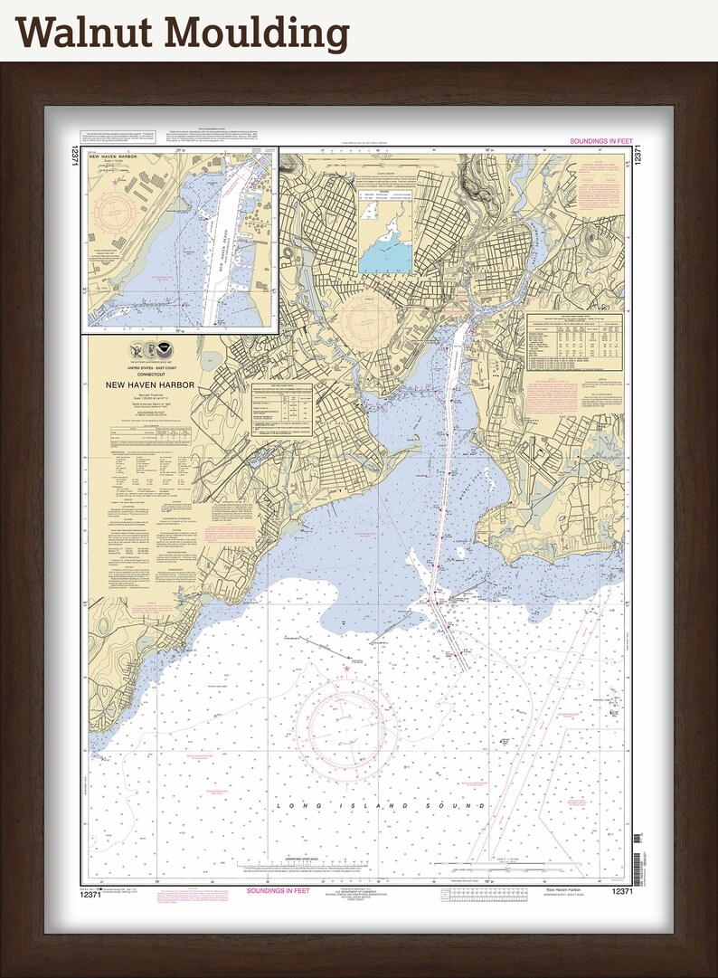 NEW HAVEN HARBOR Connecticut Nautical Chart published in Etsy