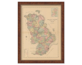 COUNTY ANTRIM, Ireland 1901 Map - Replica or GENUINE Original