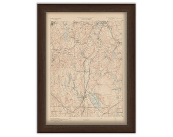 Webster, Worcester, Sutton and Dudley, Massachusetts 1890 - Topographic Map - Replica and Genuine Original