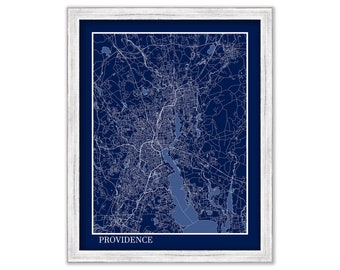 PROVIDENCE, Rhode Island - Contemporary Map Poster Blueprint