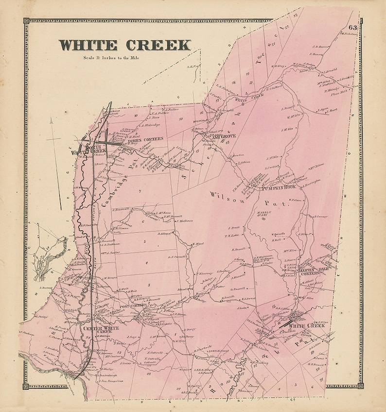 Town of WHITE CREEK New York 1866 Map Etsy
