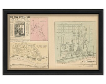 WEST BETHLEHEM and FERNDALE, Pennsylvania 1876 Map - Replica or Genuine Original