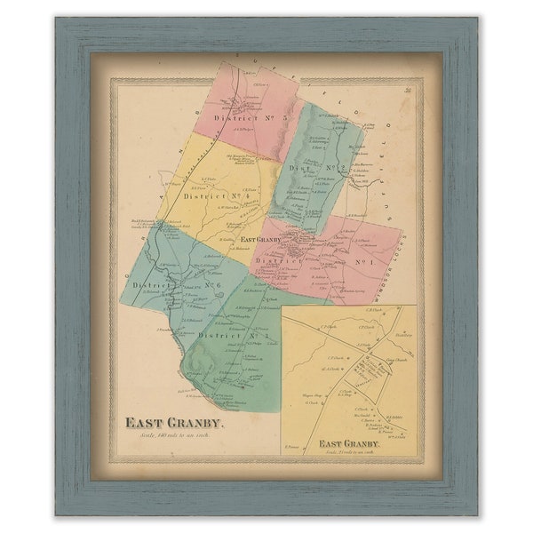 East Granby, Connecticut, 1869 Map, Replica or GENUINE ORIGINAL